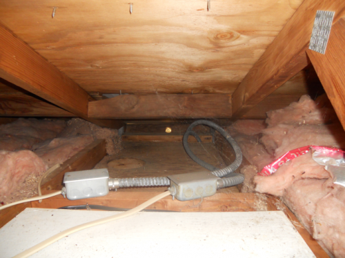 Impacted attic insulation noted in bunkhouse.